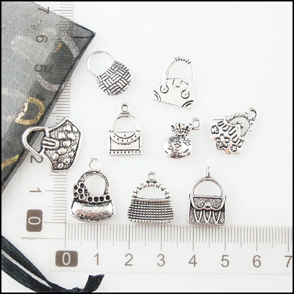 Fashion New Lady Handbag Valise Charms Tibetan Silver Plated Pendants For Gifts Jewelry