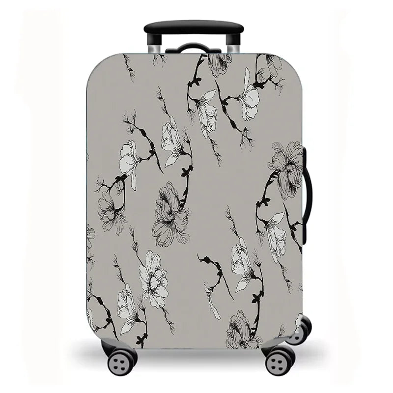 Luggage protective cover, retro printed elastic suitcase protective cover, retro floral pattern.