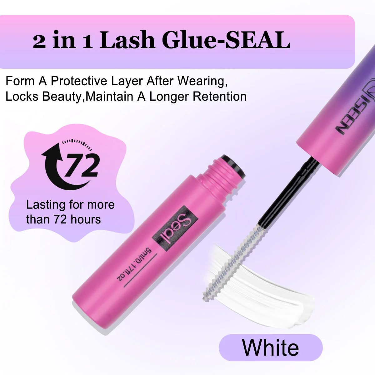 Lash Glue Bond and Seal Long Lasting Strong Hold Waterproof 2 in 1 Cluster Eyelash Glue for DIY Lash Extensions
