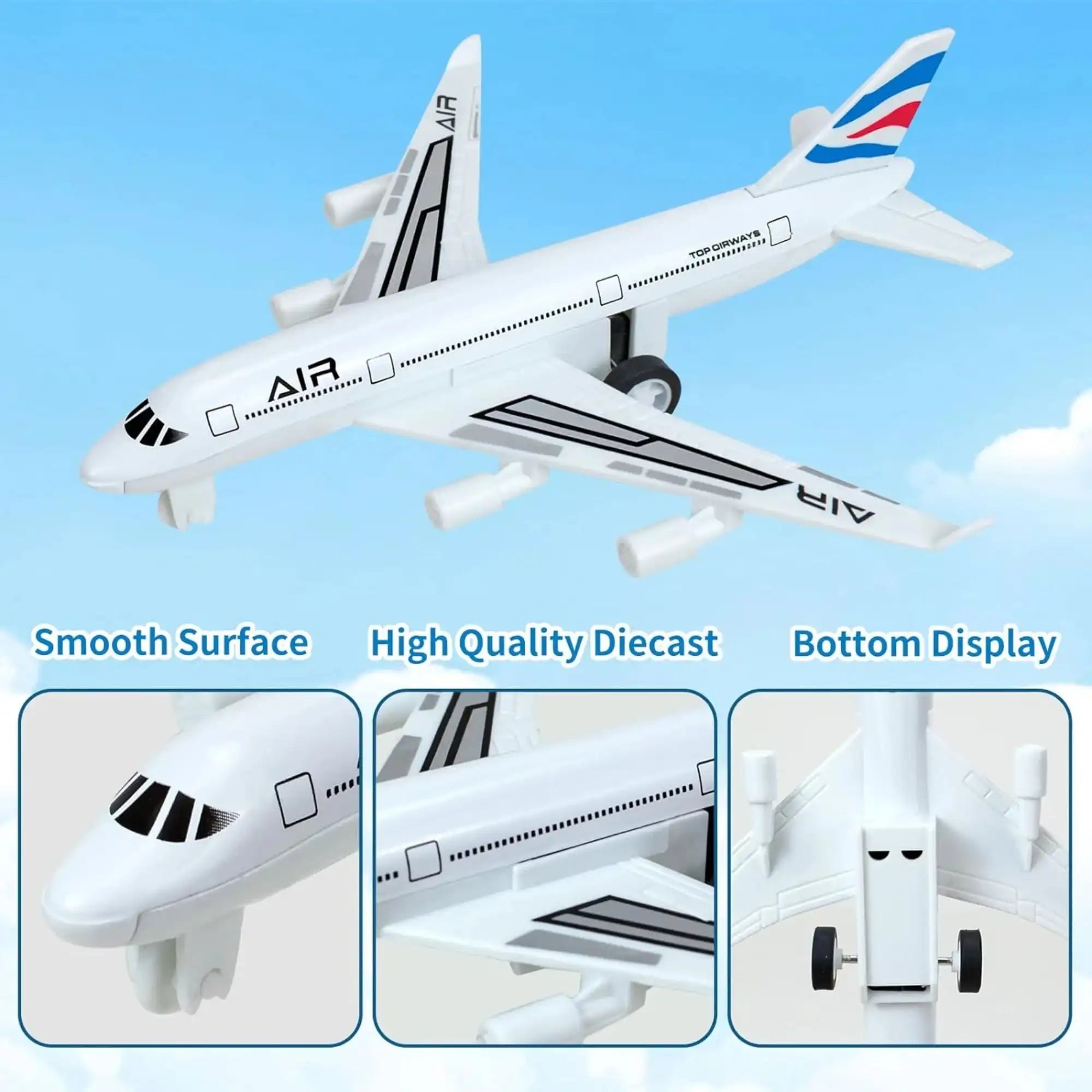 4 Pack Airplane Toys, Pull Back Airplane Toys for 3+Years Old Boys Girls, Die Cast Aircraft Plane Models for Kids