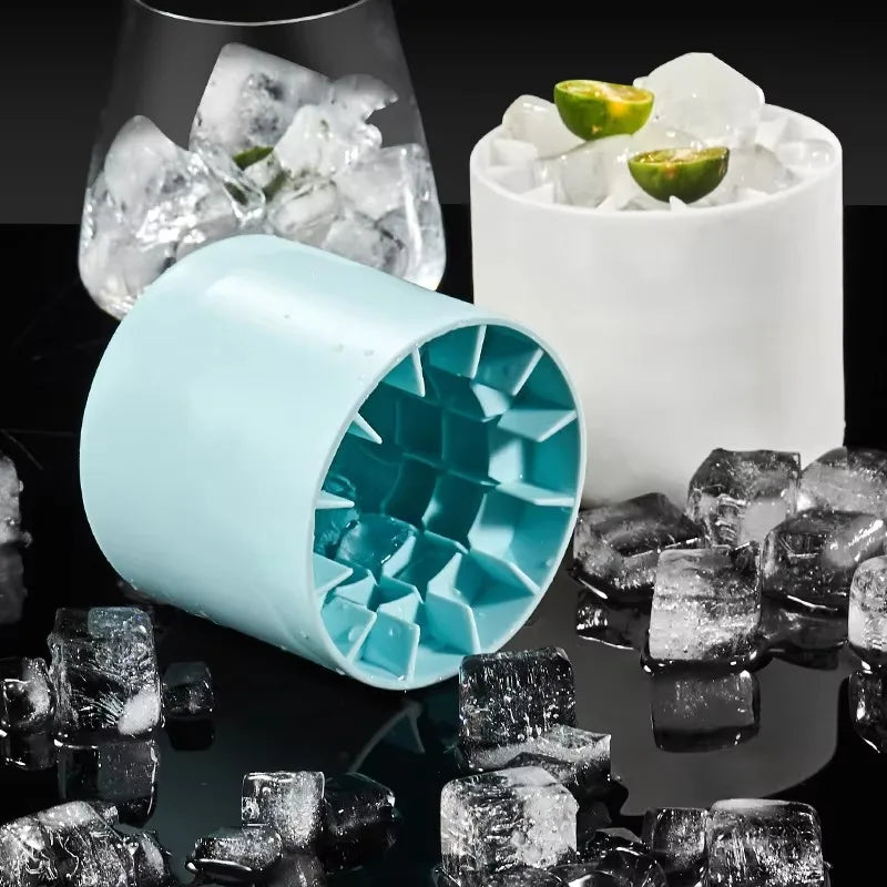 Silicone Cylinder Ice Crate DIY Household Refrigerator Ice Mould Food Grade Silicone Bucket Ice Crate with Lid Summer Drink Tool