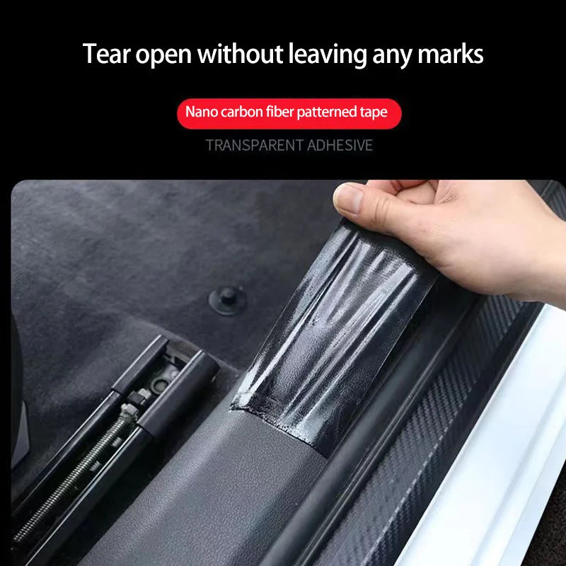 3Meter Length Carbon Fiber Car Sticker With Protective Strip Auto Threshold Rear-view Mirror Scratchproof Nano Tape