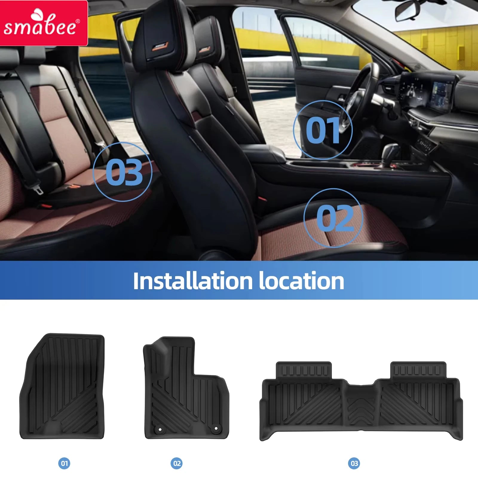 Smabee Right Drive for Chery Jaecoo J5/E5 EV Version RHD 2025 2026 Car Floor Mats Cargo Liner Trunk Pad TPE Accessories Black