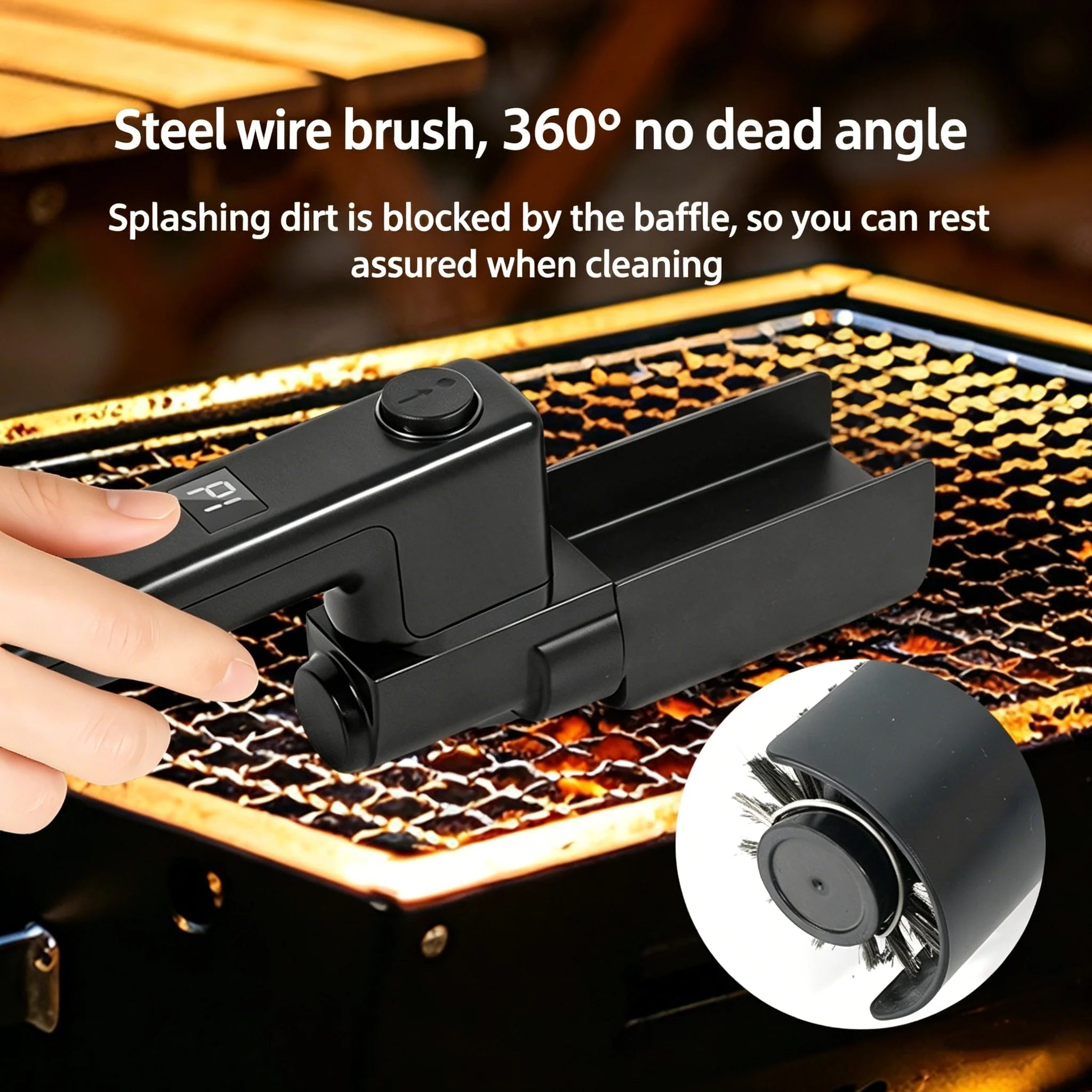 Electric Grill Brush Rechargeable, 3 Powerful Speed BBQ Grill Brush for Outdoor Grill, 180° Adjustable, Stainless Steel Rotary B