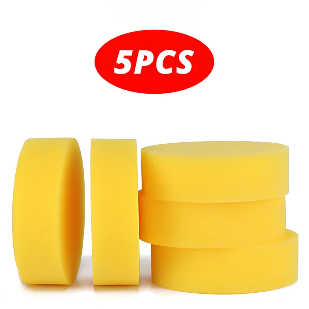 5Pcs Round Auto Care Polish Sponges Cleaning Tools Wax Washer Pads Body Car Sponges Applicator Foam Wash Glass Clean Accessories