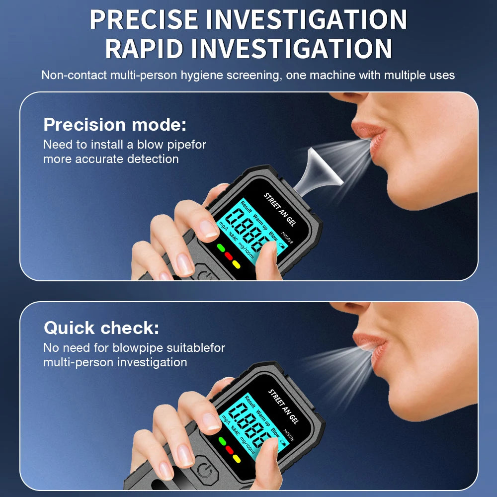 Portable Alcohol Tester with Voice Broadcast LCD Display Breath Alcohol Analyzer Breathalyzer Drunk Driving Checker for Personal