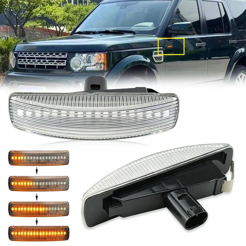 2Pcs LED Turn Signal Dynamic Side Marker Lamp Repeater Indicator Light For Land Rover Freeland 2 Discovery 3 4 Rover Sport L320