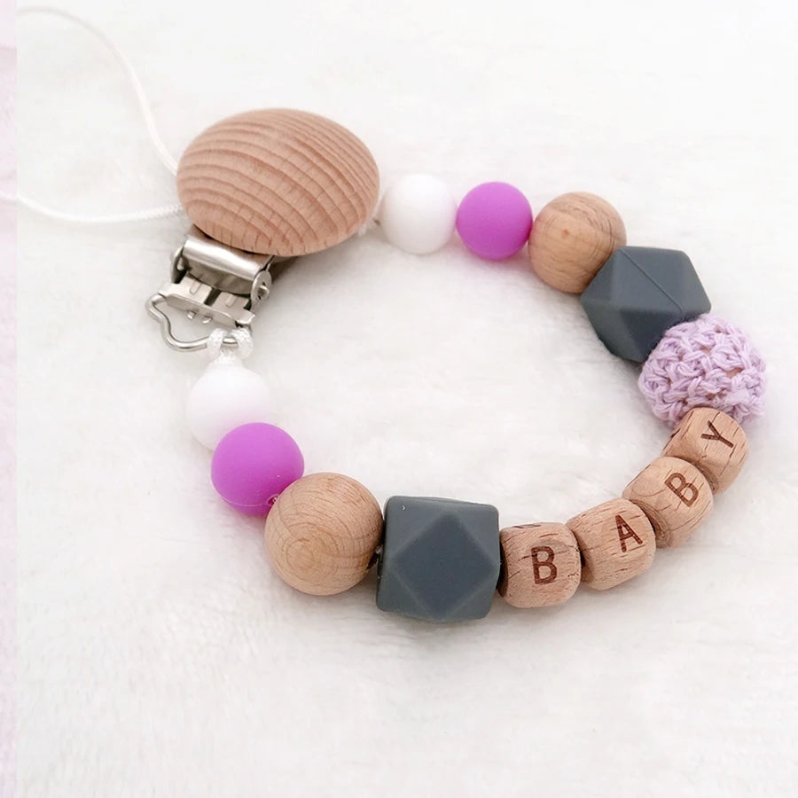New Baby Pacifier Clips Personalized Name Teethers Toys Dummy Nipples Holder Clip Chain Babies Accessories Newborn Gifts Custom