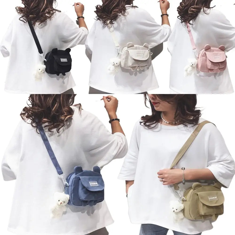 Female Cute Pouch Crossbody Bags Wallet Shoulder Bag Messenger Kitty Bag Canvas Bags Student Bags