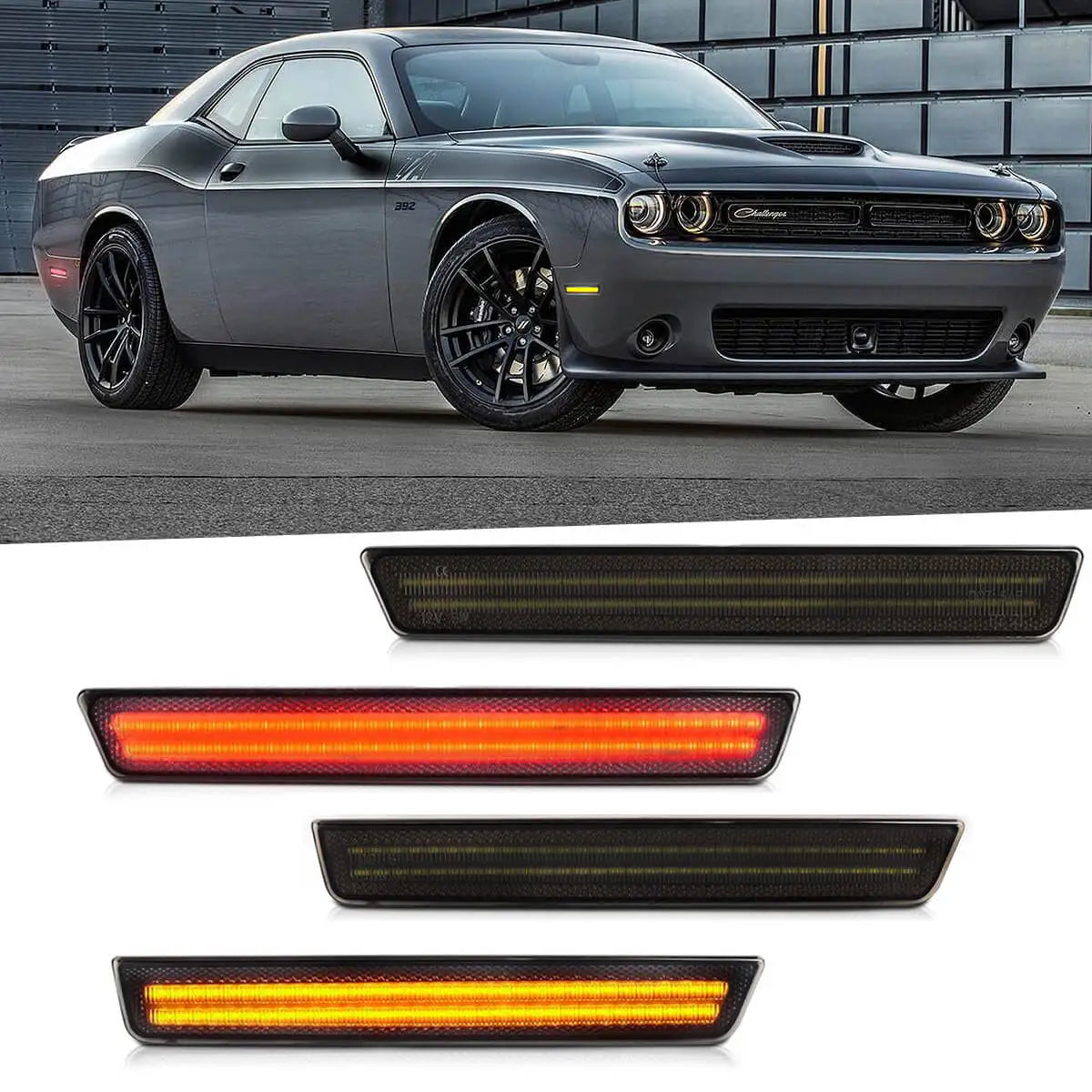 For Dodge Challenger 2015 2016 2017 2018 2019 2020 2021 2022 2023 Auto Front Rear LED Side Marker Light Lamps