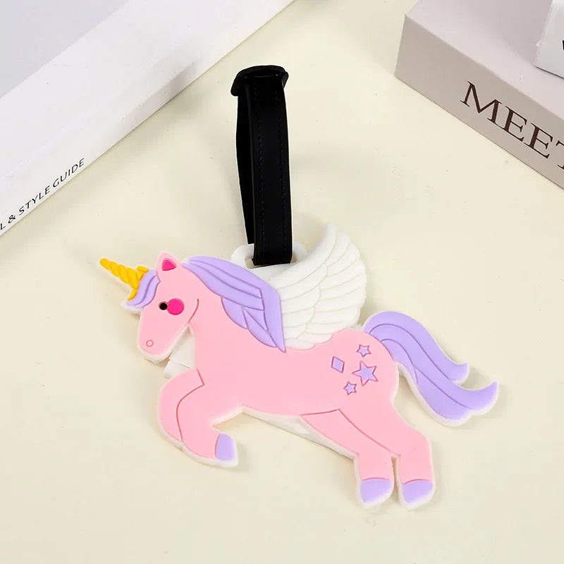 1pc Cartoon Cute Luggage Tag Creative Animal Silicone Luggage Tags Suitcase Tag Id Name Lable Small Pendant Travel Accessories