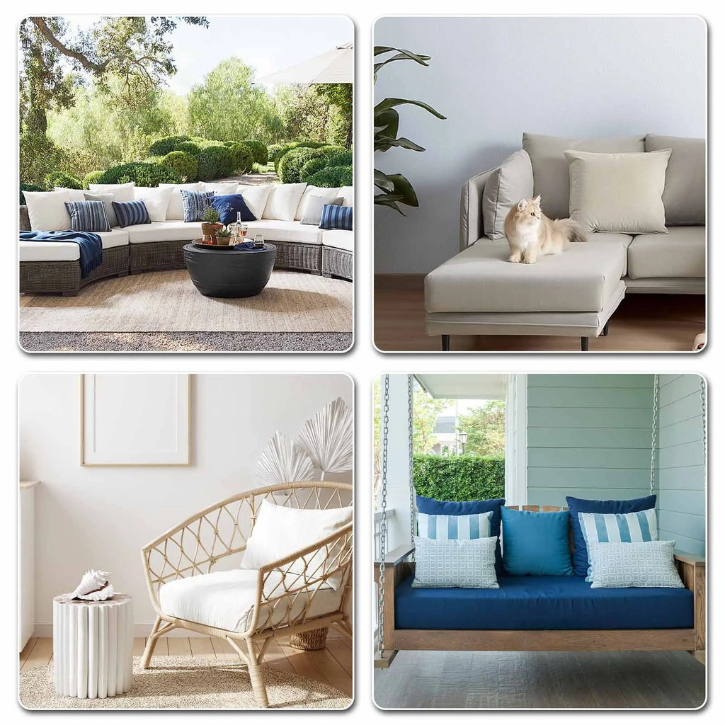 Custom Waterproof Fabric Seat & Back Cushions - UV-Resistant, Quick-Dry - for Patio Furniture, Garden Benches, Poolside Loungers