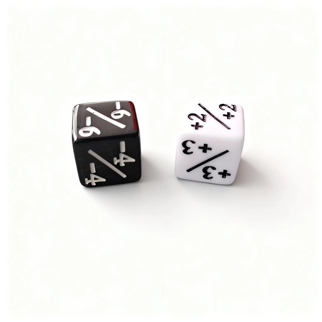 6Pcs/Pack 16mm Counting Dice Counters +1/-1 Black White D6 Square Corner Positive Negative Game Dice Cube
