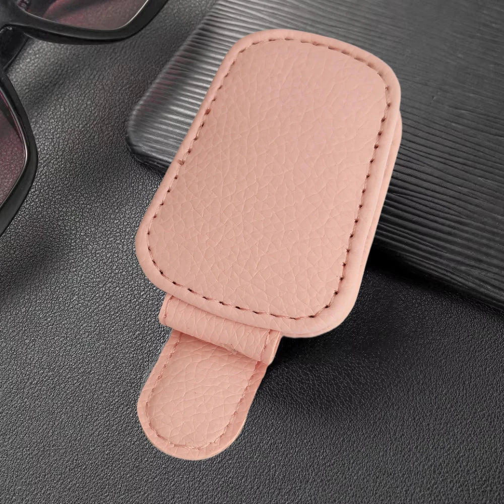 Car Sunglass Holder for Car Visor Sunglasses Clip Magnetic Leather Glasses Eyeglass Holder Truck Car Accessories for Women Men