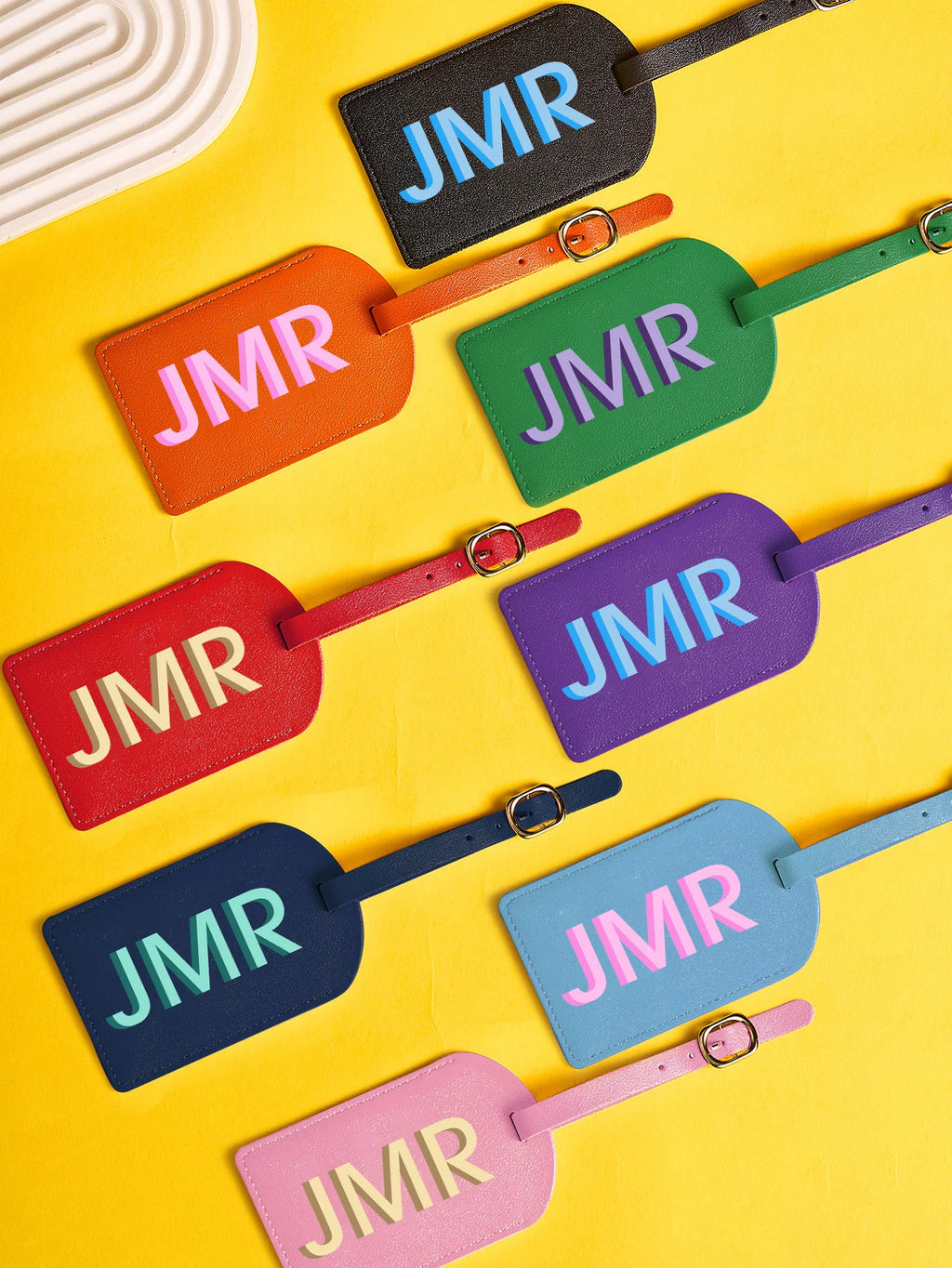 Personalized Initial Luggage Tag Custom Letter PU Leather Travel Bag Tag UV Printed Suitcase ID Label Travel Gift for Women Men