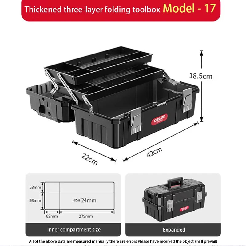 Industrial Grade Tool Box Multifunctional Hardware Art Box Electrician Multi-Layer Folding Organizer for Storage