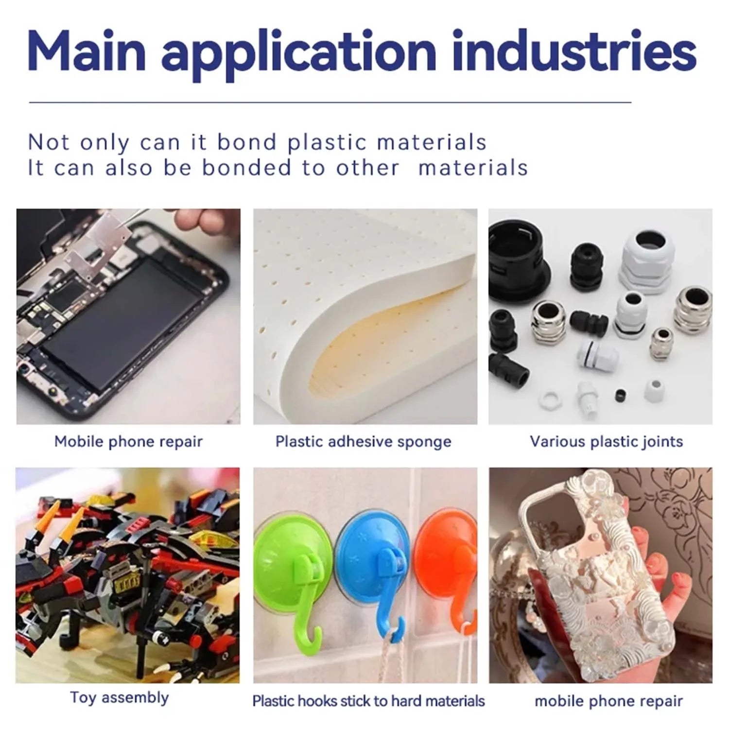 B-7000 PP PE Plastic Bonding Super Glue Transparent Super Strong Adhesive for Polypropylene, Polyethylene, ABS, PVC, PMMA, EVA .
