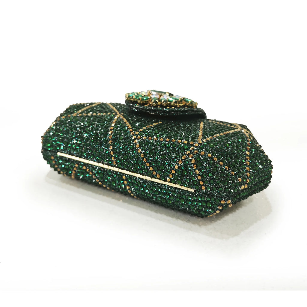 Fashion Women's Diamond-shaped Rhinestone Party clutch Bag, Handbag withLong Chain, Lady Everning Handbag Clutch Bag