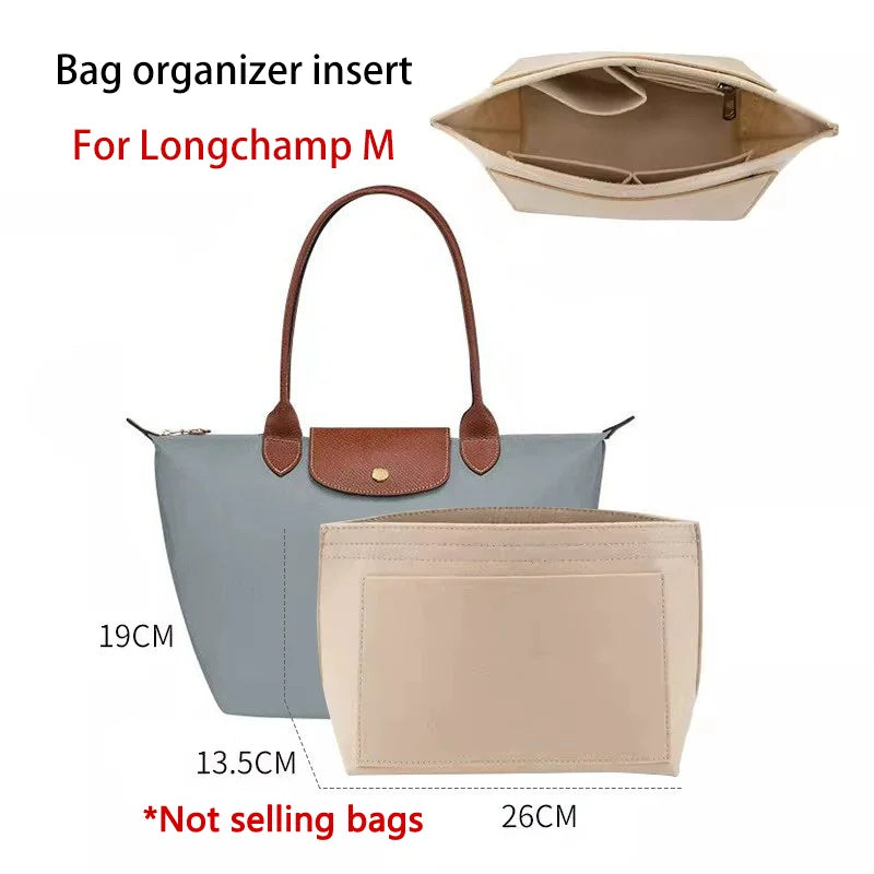 Felt Bag Organizer For Longchamp Bag Mini S M Size Backpack Support Handbag Tote Bag Organizerinner Bag Liner Bags Accessories