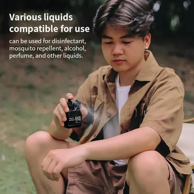 Outdoor Portable Spray Bottle Pump with Buckle for Camping Travel - Refillable Cosmetic Alcohol Perfume Dispenser Container