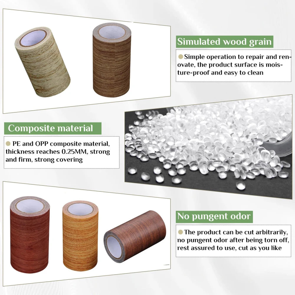 1 Roll DIY Wood Grain Repair Tape 8cmx4.5m, Self-Stick for Instant Furniture & Floor Renovation, Covers Scratches Easy ﻿