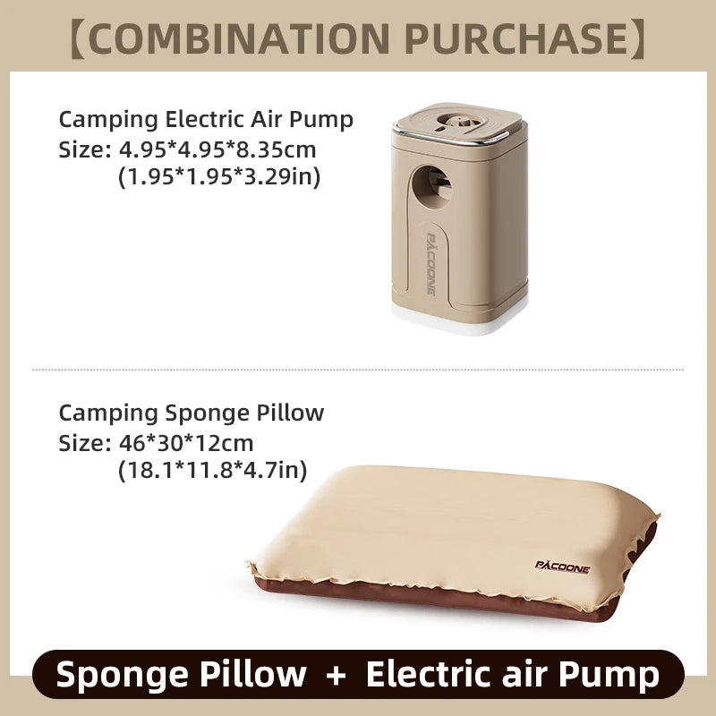 PACOONE Camping Pillow Self Inflating Pillow 3D Ultralight Sponge Pillow Outdoor Travel Automatic Inflatable Pillow