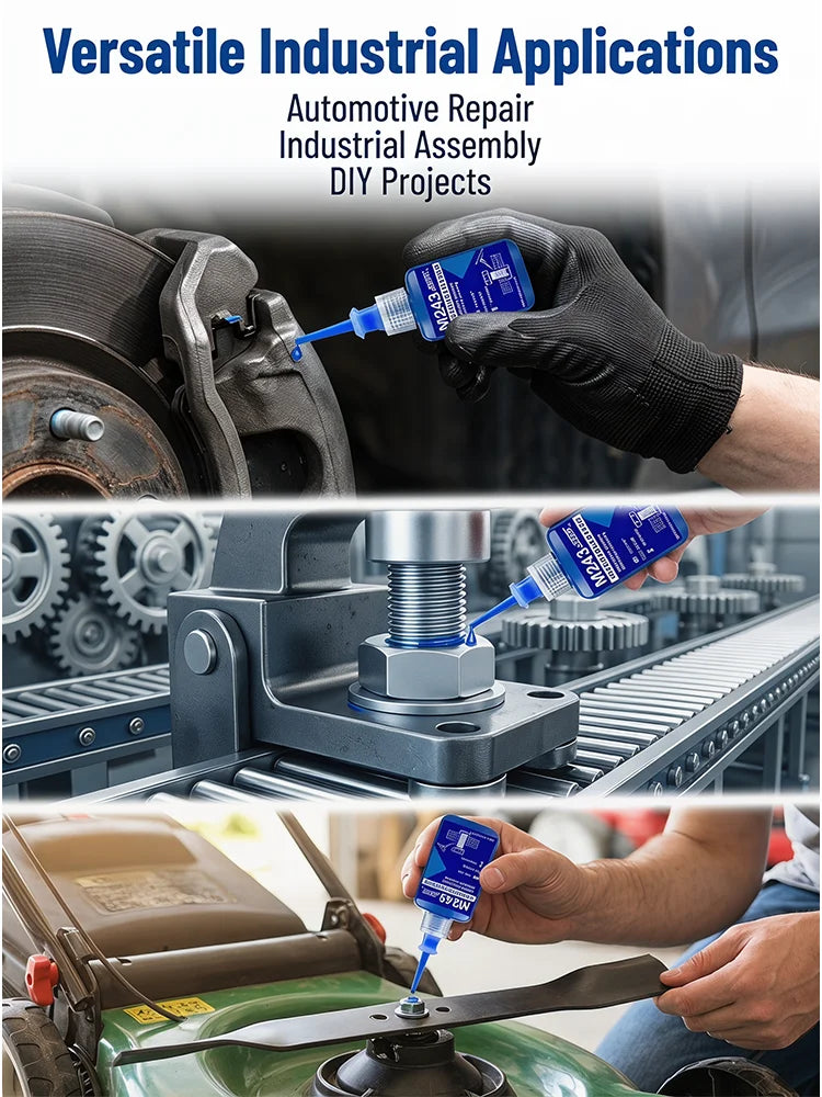 243 Blue Threadlocker, Medium Strength |   Anti-Vibration, Oil-Resistant and Easy to Disassemble, Vibration Proof Screw Adhesive, Blue Anaerobic Glue