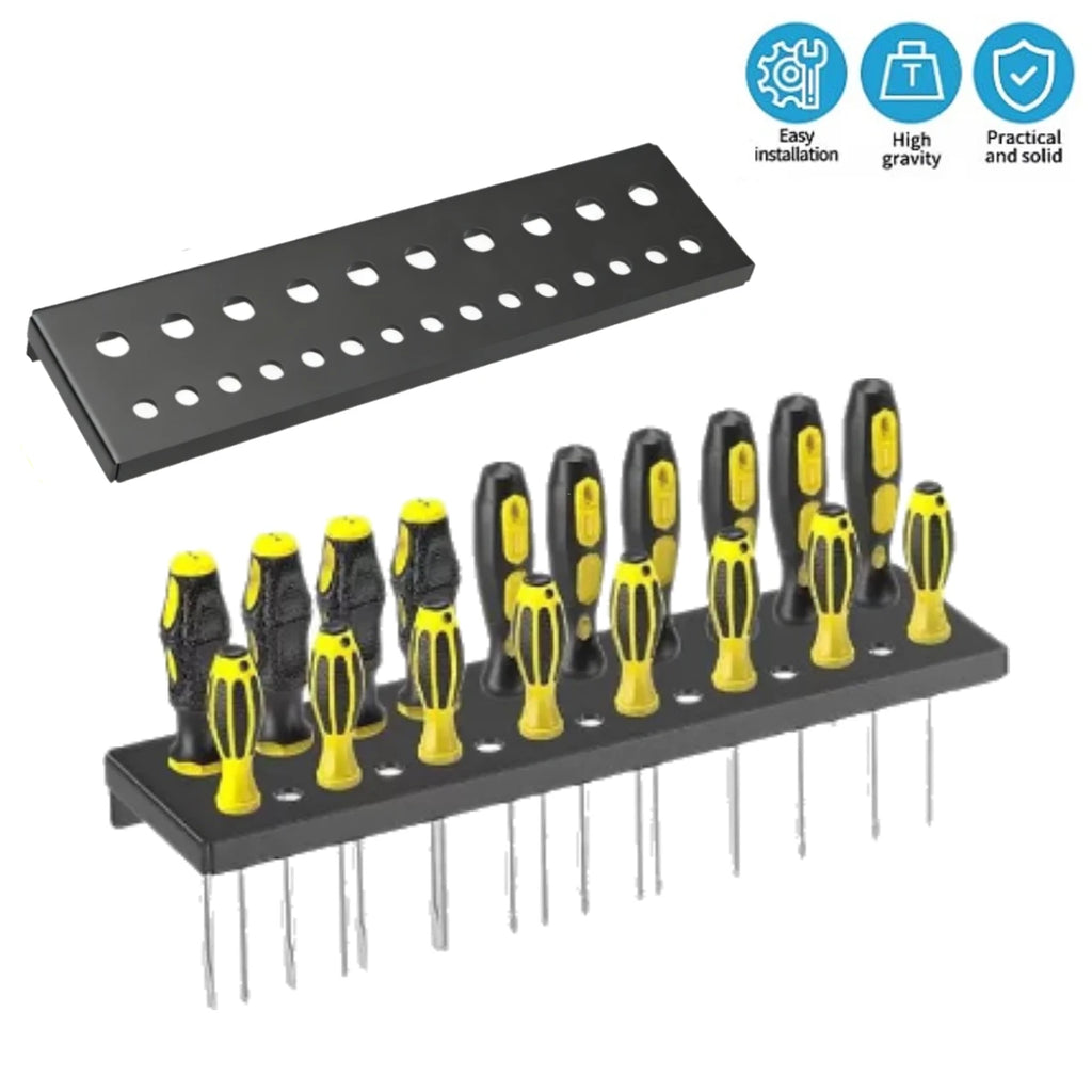 Metal Tool Organizer Wall Mount for Storage of Screwdrivers, Pliers, Hammers, and Wrenches in Workshop