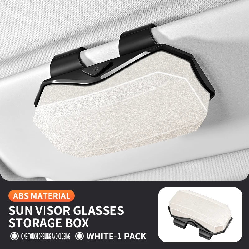 1PC Luxury Car Glasses Case Interior Scratch Resistant Material Inside Vehicle Sunglasses Storage Box Clip Sun Visor Accessorie
