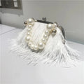 New Ostrich Hair Evening Clip Clutch Bag Fashion Lady Wedding Party Pouch Bag Chain Shoulder Crossbody Ostrich Feather Bag