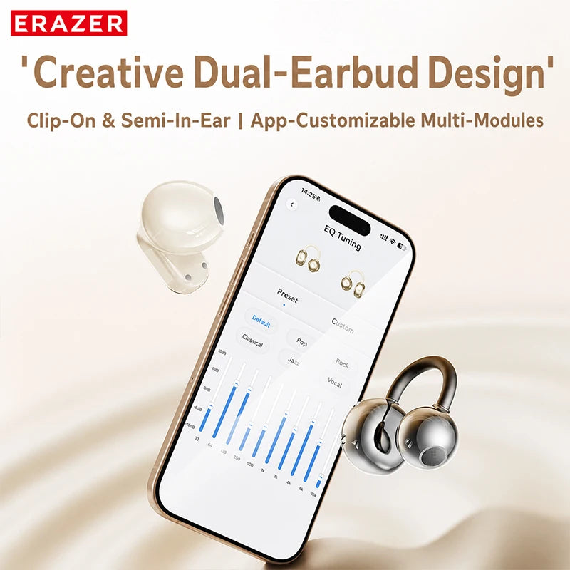 Erazer EX216 Soft Bluetooth Earphones 135 Language AI translator Earbuds Type-C Low Latency New 2-in-1 Wireless Headphones
