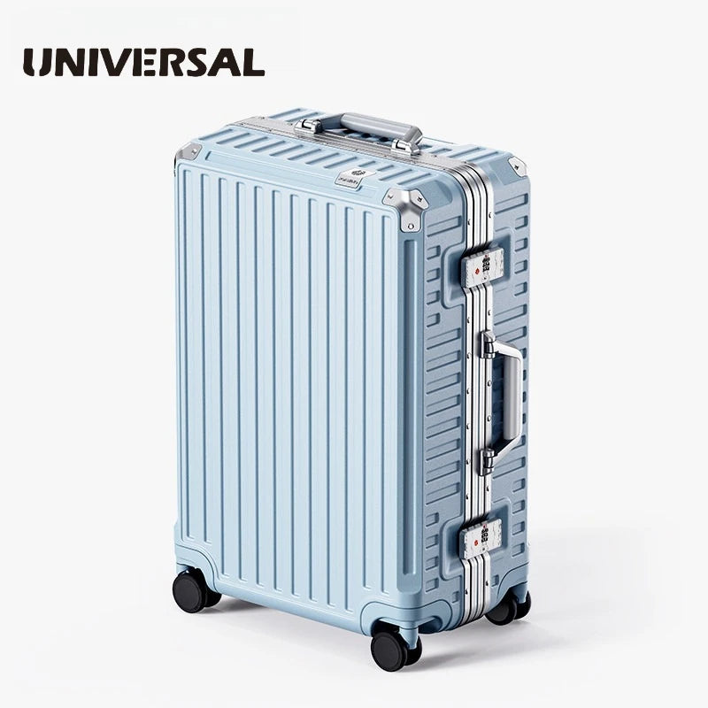 New ultra sturdy aluminum frame luggage,2-Pieces set 20 22 24 26 28 inch carry on luggage suitcase set  high aesthetic board case, universal wheel business travel box set, optional 20-28 inch