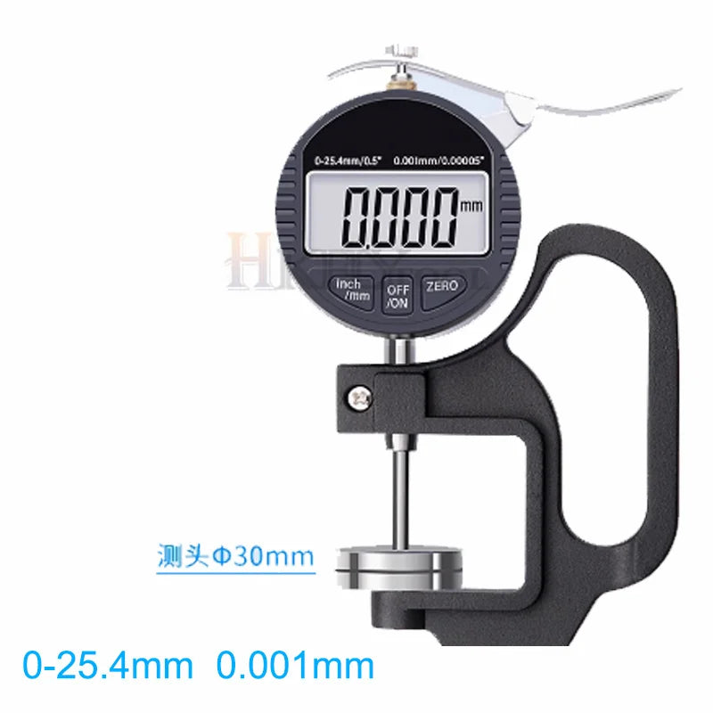 0-12.7mm Digital Micrometer Thickness Gauge Large Size Alloy Measuring Surface Caliper Gauge Sponge Leather Measuring Tools 25.4