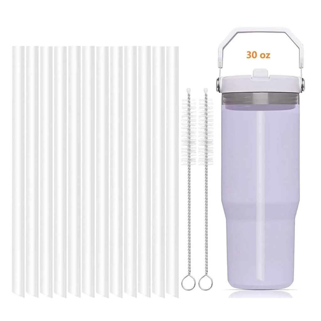 Replacement Straws Compatible with Stanley 30oz IceFlow Flip Straw Tumbler Include 4/6/8/12 Straws,2 Cleaning Brush