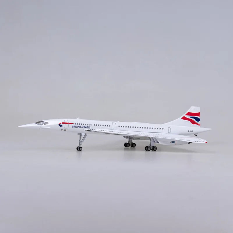 1:125 Scale Diecast British Airways Concorde Resin Airplane Airbus With Light And Wheels Toy Plane Collection Display Gifts
