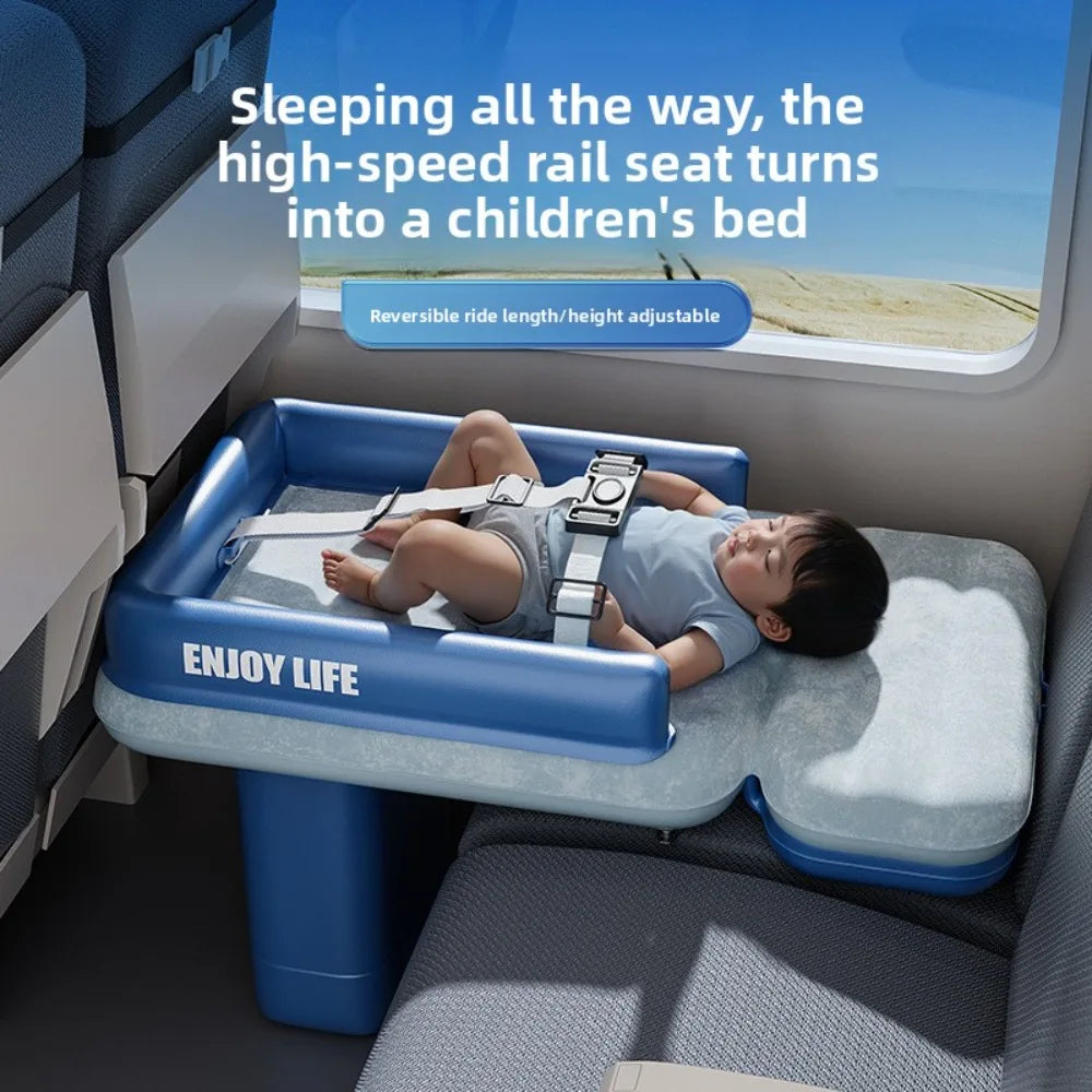 Inflatable Toddler Airplane Bed & Car Seat Extender Portable Kids Travel Mattress for Flying & Road Trips Sleeping Cushion