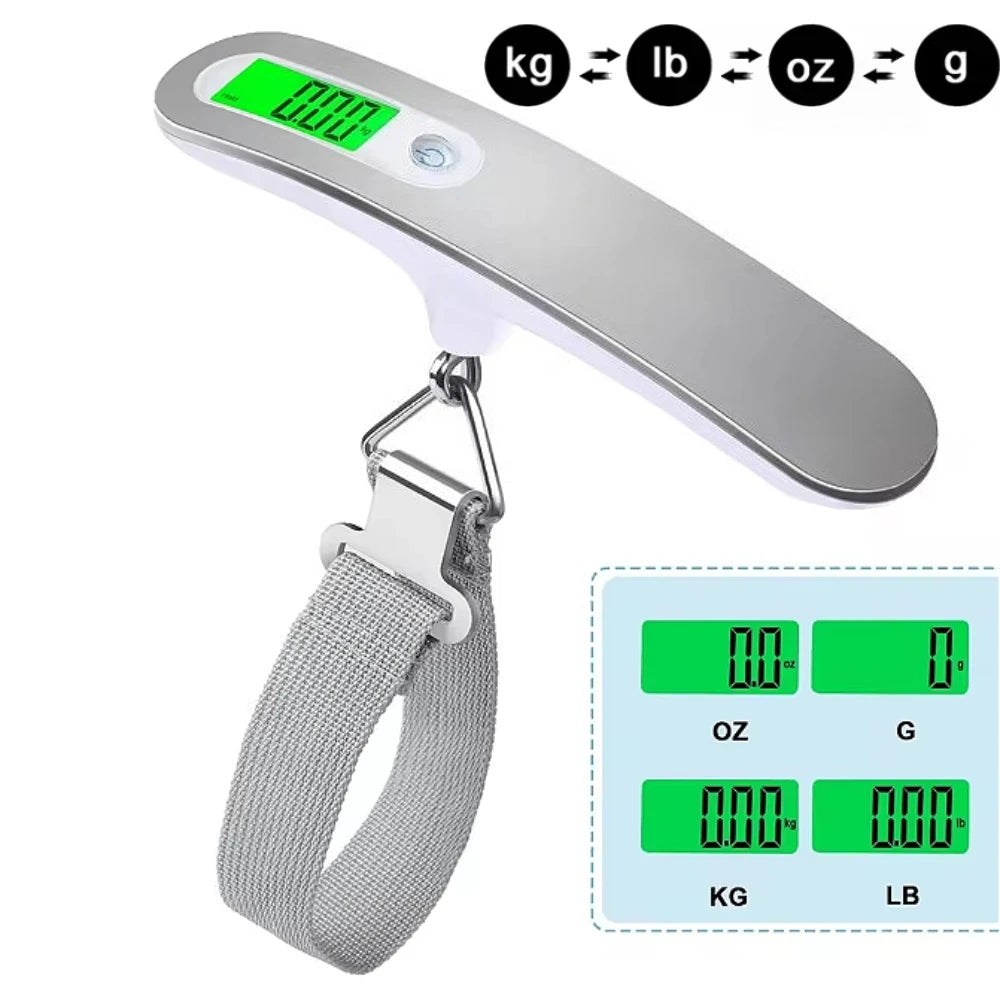 110lb/50kg Portable Electronic Hand Luggage Scale LCD Digital Display Balance Scale Suitcase Travel Weighs Baggage Weight Tool