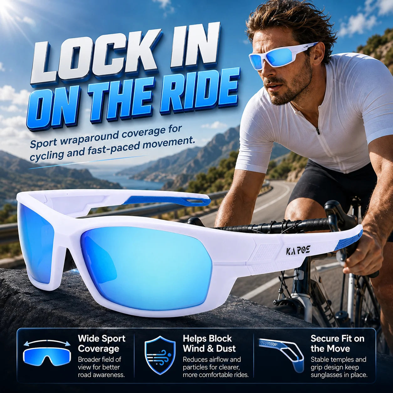 2026 COOLMEN Polarized Anti Glare Sunglasses Men UV400 Outdoor Sports Eyewear for Fishing Cycling Hiking with Box YZ41