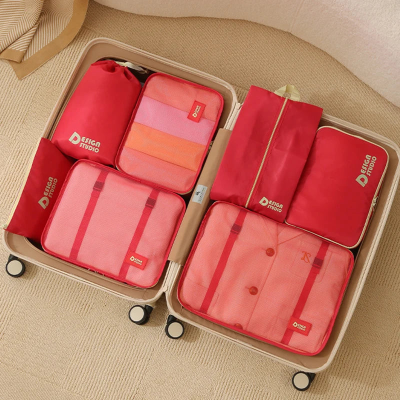 7 Piece Travel Bag Set Thicken Organizer Bag Multi-functional Portable Luggage Organizer Bag Waterproof Suitcase Pakcing Cubes