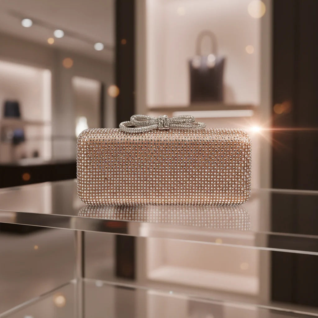 2026 Cross-Border New Style Silk Rhinestone-Shaped Clutch Bag Magnetic Clasp Single Shoulder Crossbody Ladies Evening Bag Luxury