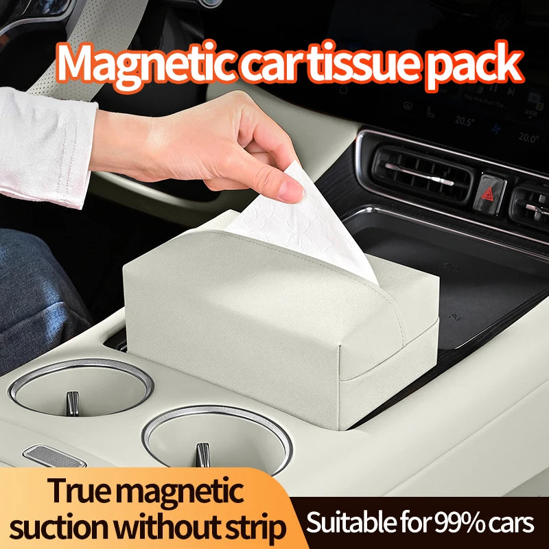 Magnetic car tissue box 2026 new high-end car interior drawer box roof tissue storage car tissue bag