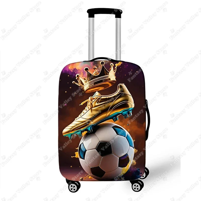 Cool Football Soccer Ball with Crown Luggage Cover for Travel Elastic Trolley Case Covers Anti-dust Suitcase Protective Cover