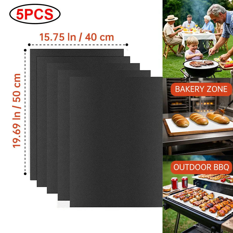 Copper Grill Mats for Outdoor Grill 60*40cm Cooking Grill Sheet Heat Resistance Kitchen BBQ Tool Reusable Easy to Clean Barbecue
