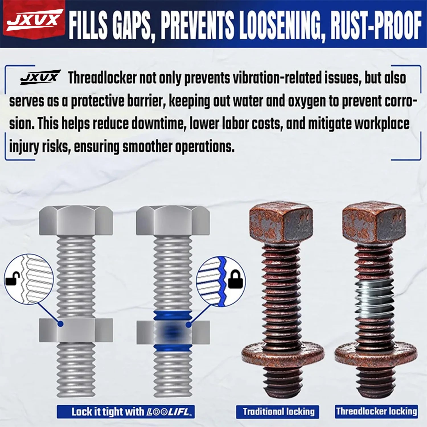 Super Threadlocker 243-271: For Metal Screws – Blue/Red Anaerobic Adhesive for Anti-Loosening and Fastening (10g)