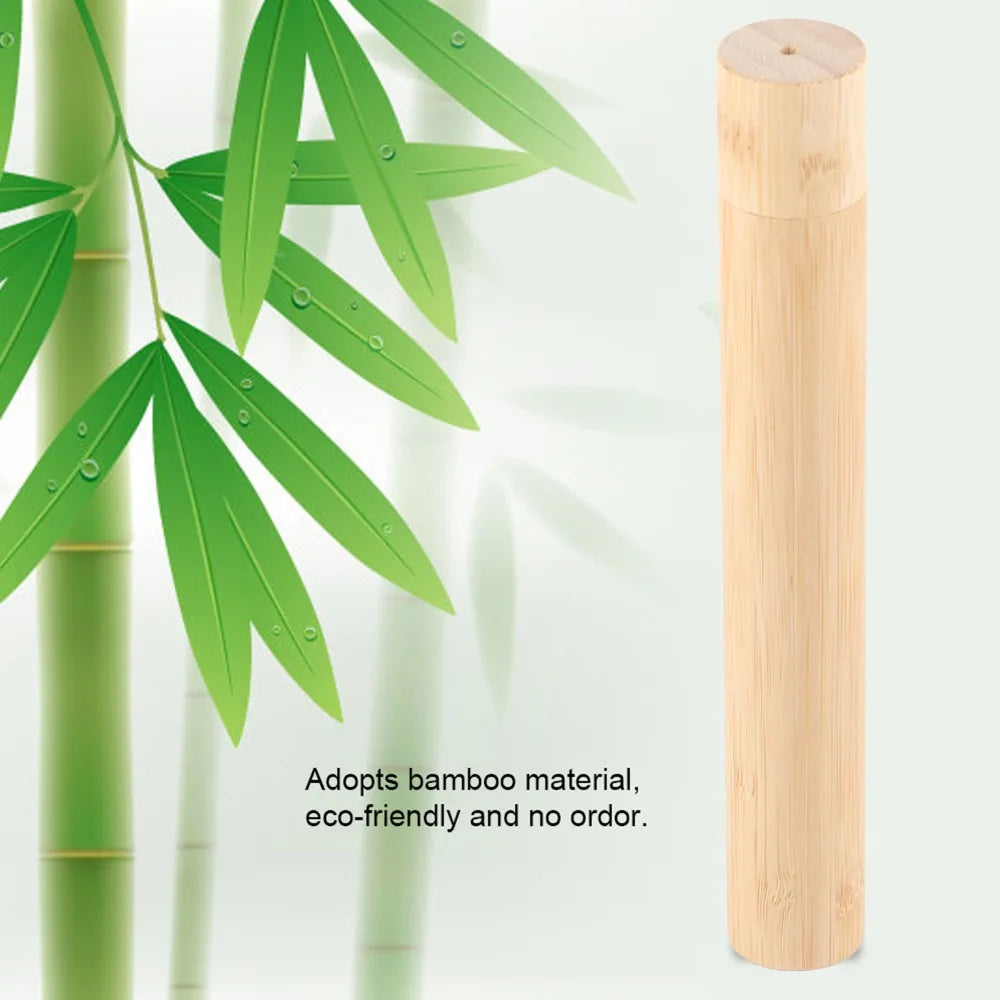Bamboo Toothbrush Holder Natural Portable Toothbrush Protect Box Reusable With Cover Toothbrush Storage Case Home Travel Camping