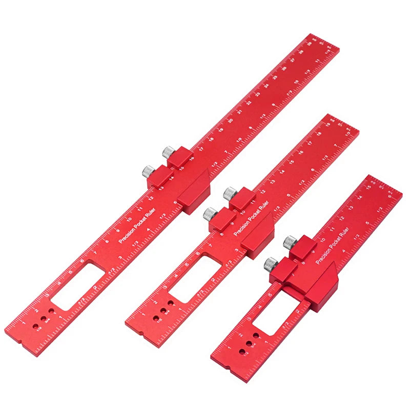 【Wq0】T Type Pocket Ruler Inch Metric Measuring Tool With Slide Stop For Carpentry Marking Multi-function Measuring Aid Tool