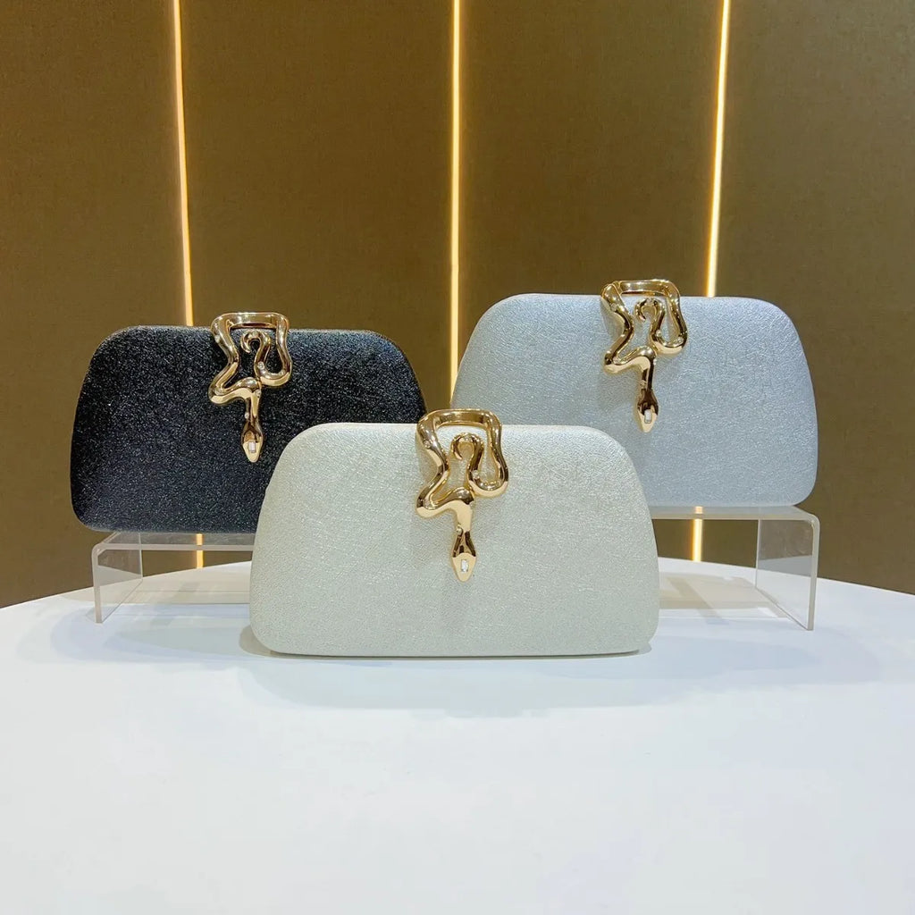 Snake Buckle Evening Bags for Women Luxury Elegant Clutch Chain Shoulder Bags for Ladies Party Wedding Purse Handbags Bolso 2025