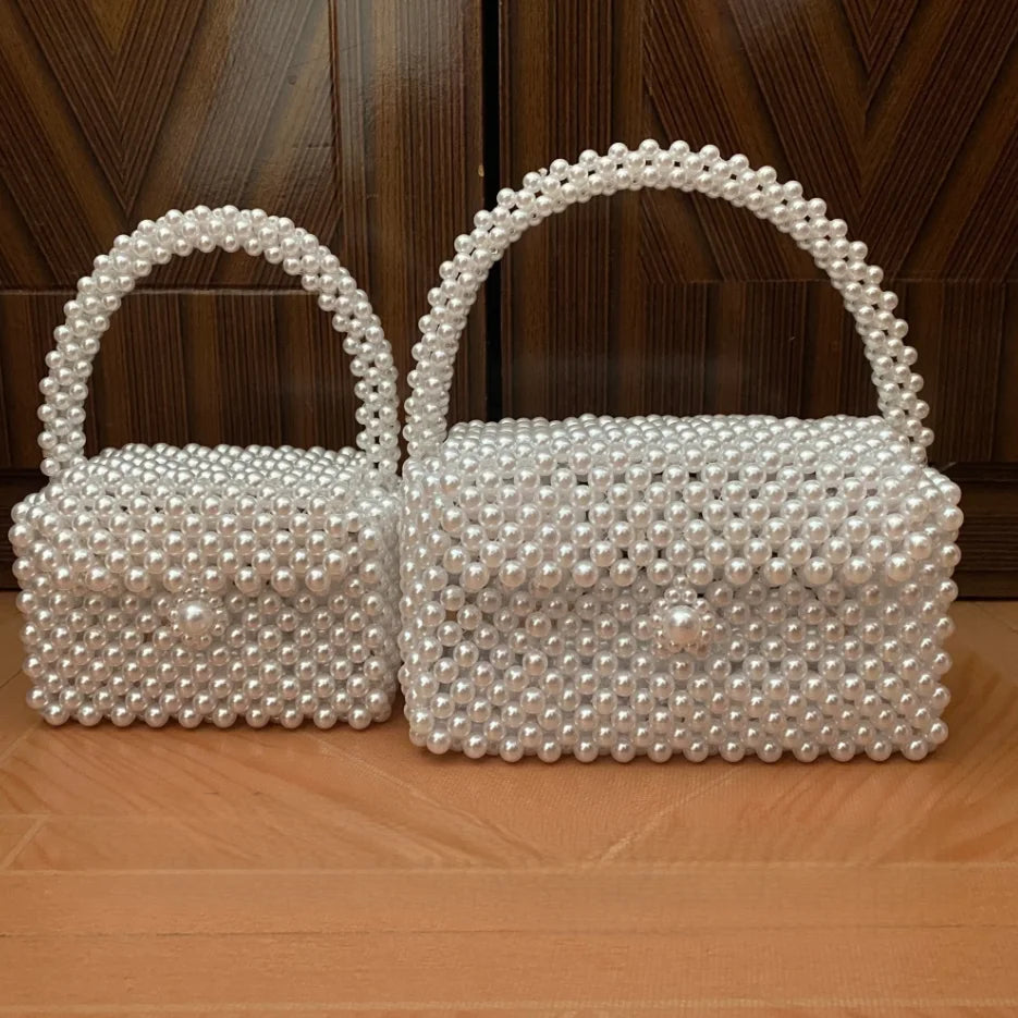 Handmade Woven Beaded Pearl Bags For Women Handbags New Fashion Trend Beach Vacation Phone Clutch Party Bags