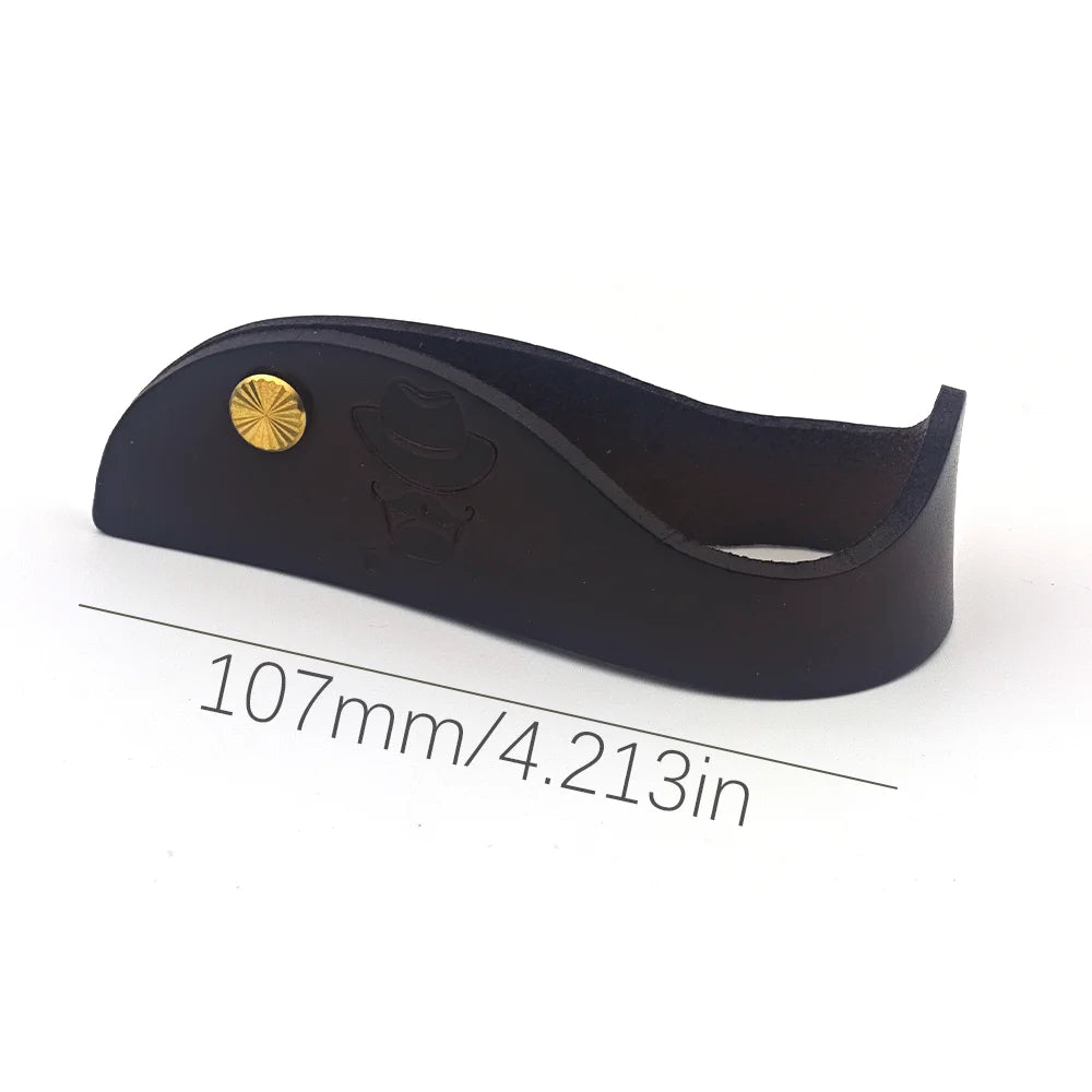 Genuine Leather Pipe Stand Holder - Retro Embossed Tobacco Pipe Rest with Brass Button for Smoking Pipe (Brown/Black)