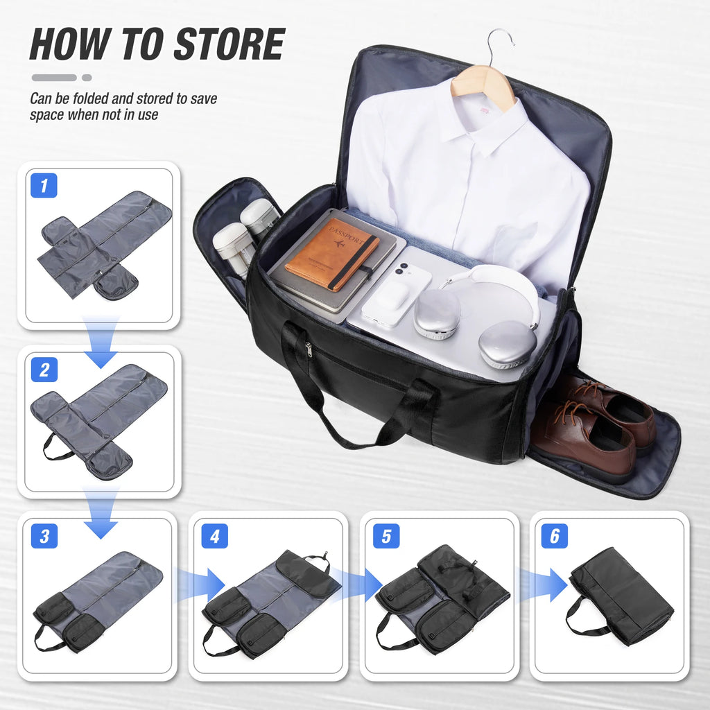 Travel Bag for Men, Convertible Carry on Garment Duffel Bag,Weekender Bag Hanging Suitcase Suit Business Travel Bag Clothing Bag